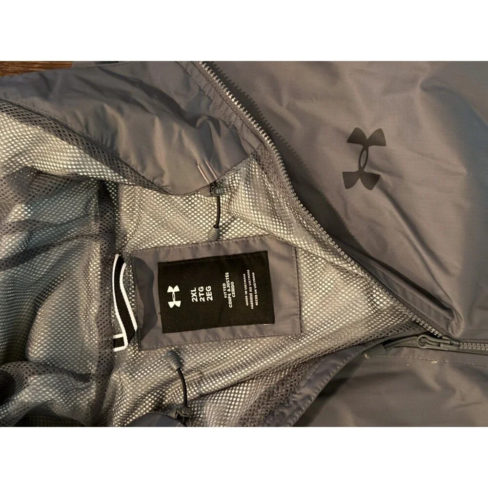 Under Armour Men's Storm Forefront Rain Jacket NWT Gray Hooded Waterproof XXL